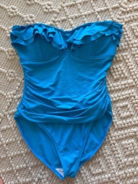 La Blanca bright blue Strapless One-Piece with Ruching